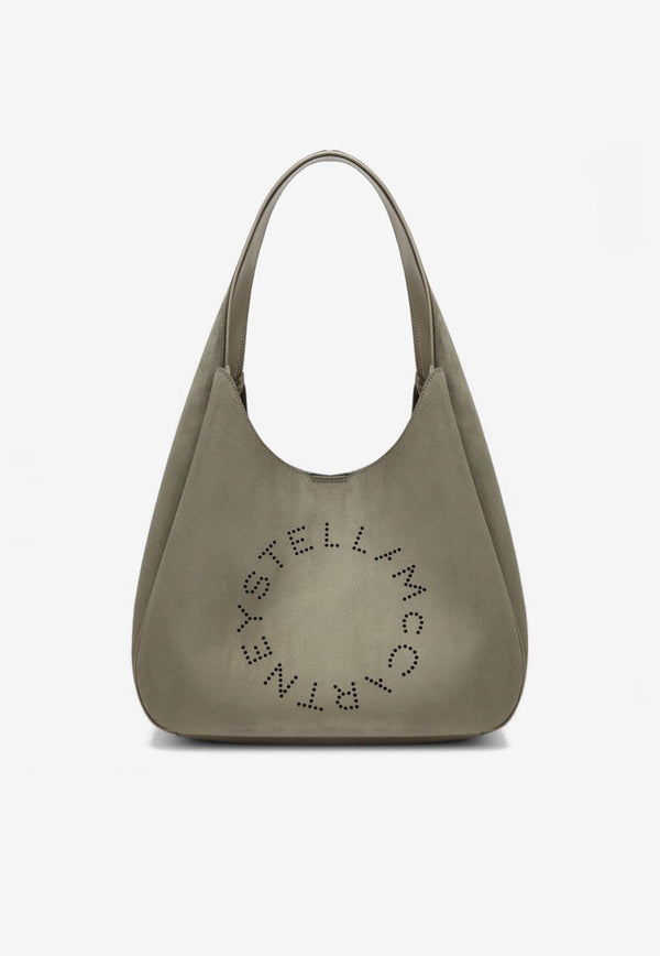 Stella McCartney Large Perforated Logo Faux Suede Hobo Bag Green 7B0102WP0590/R_STELL-2942