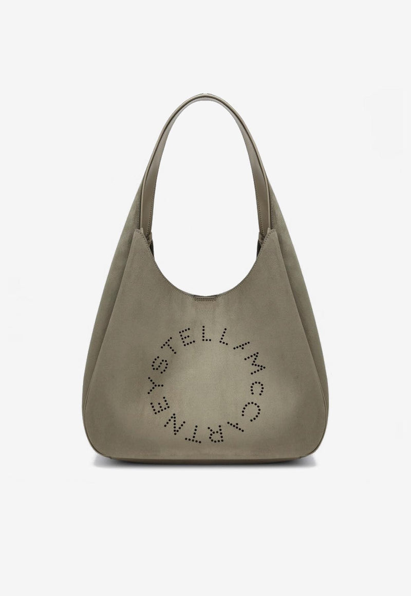 Stella McCartney Large Perforated Logo Faux Suede Hobo Bag Green 7B0102WP0590/R_STELL-2942