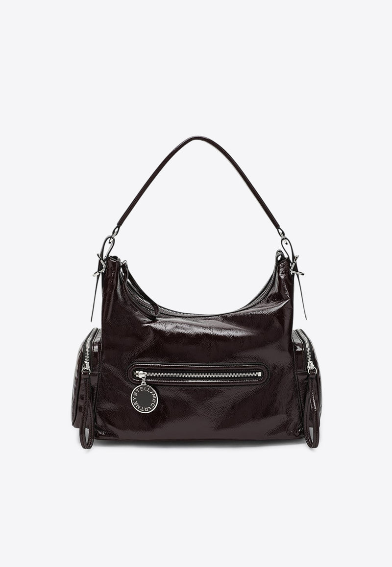Stella McCartney Dartmoor Shoulder Bag with Medallion Eggplant 7B0178WP0632/R_STELL-6011