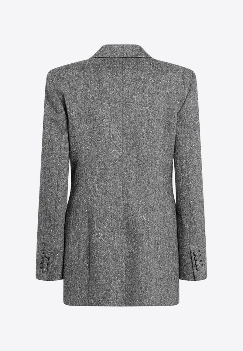 Valentino Double-Breasted Bouclé Wool Blazer Gray 7B0CE4V29R2/R_VALE-0AN