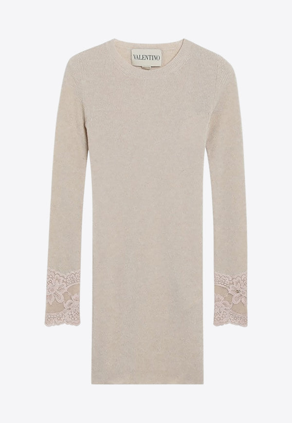 Valentino Lace Embroidered Cashmere Sweater Beige 7B0KC69G9SH/R_VALE-DPT