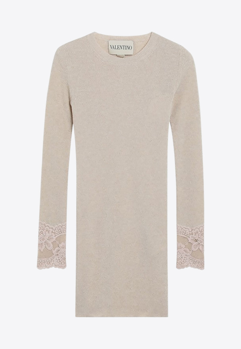 Valentino Lace Embroidered Cashmere Sweater Beige 7B0KC69G9SH/R_VALE-DPT