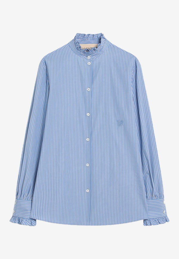 Valentino Striped Buttoned Shirt  Light Blue 7B3AB7R89MK/R_VALE-7BT