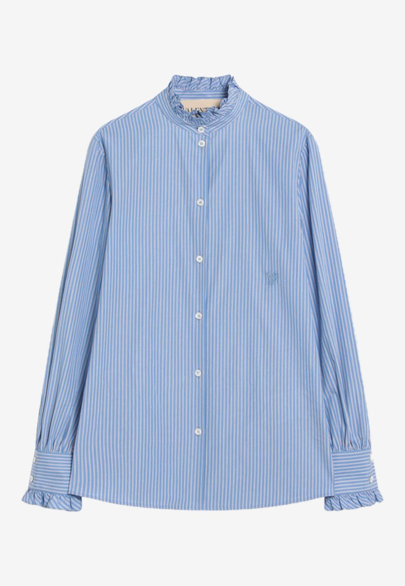 Valentino Striped Buttoned Shirt  Light Blue 7B3AB7R89MK/R_VALE-7BT