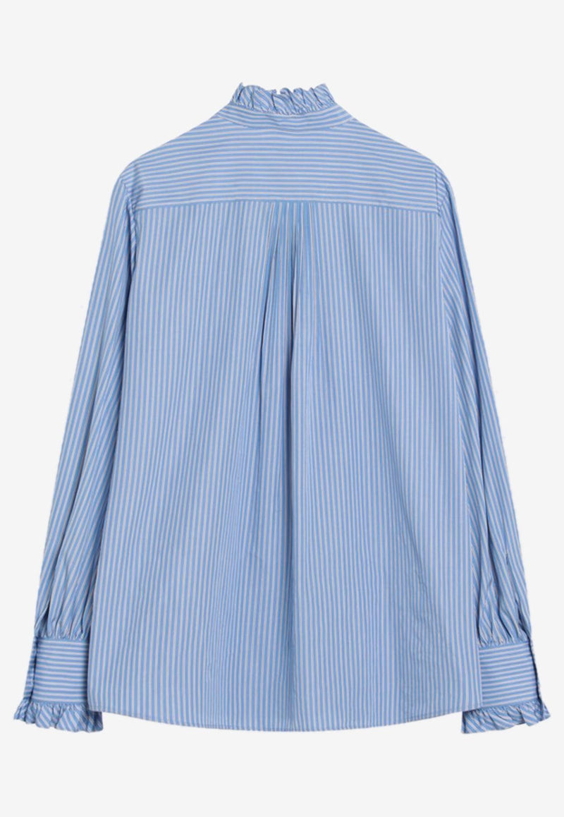 Valentino Striped Buttoned Shirt  Light Blue 7B3AB7R89MK/R_VALE-7BT