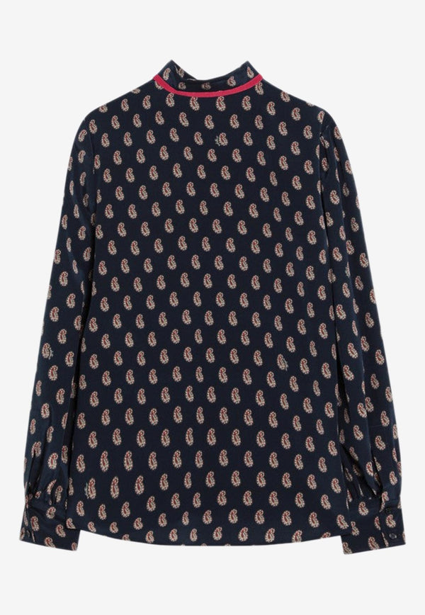 Valentino Paisley Print Silk Blouse  Indigo 7B3AB7U19JA/R_VALE-QPL
