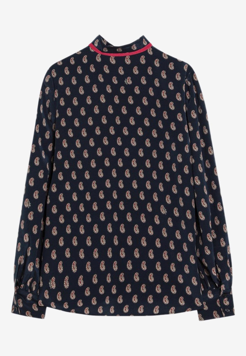 Valentino Paisley Print Silk Blouse  Indigo 7B3AB7U19JA/R_VALE-QPL