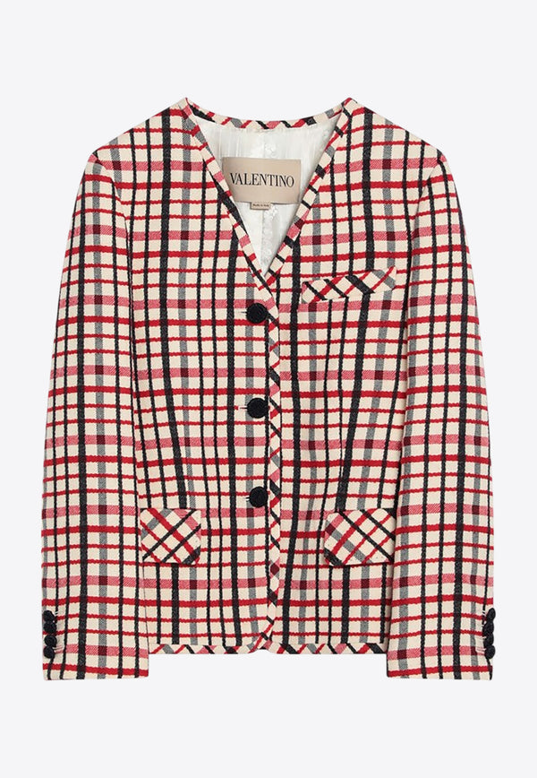 Valentino Check Pattern Jacket in Virgin Wool-Blend Multicolor 7B3CE4H39FT/R_VALE-AJU