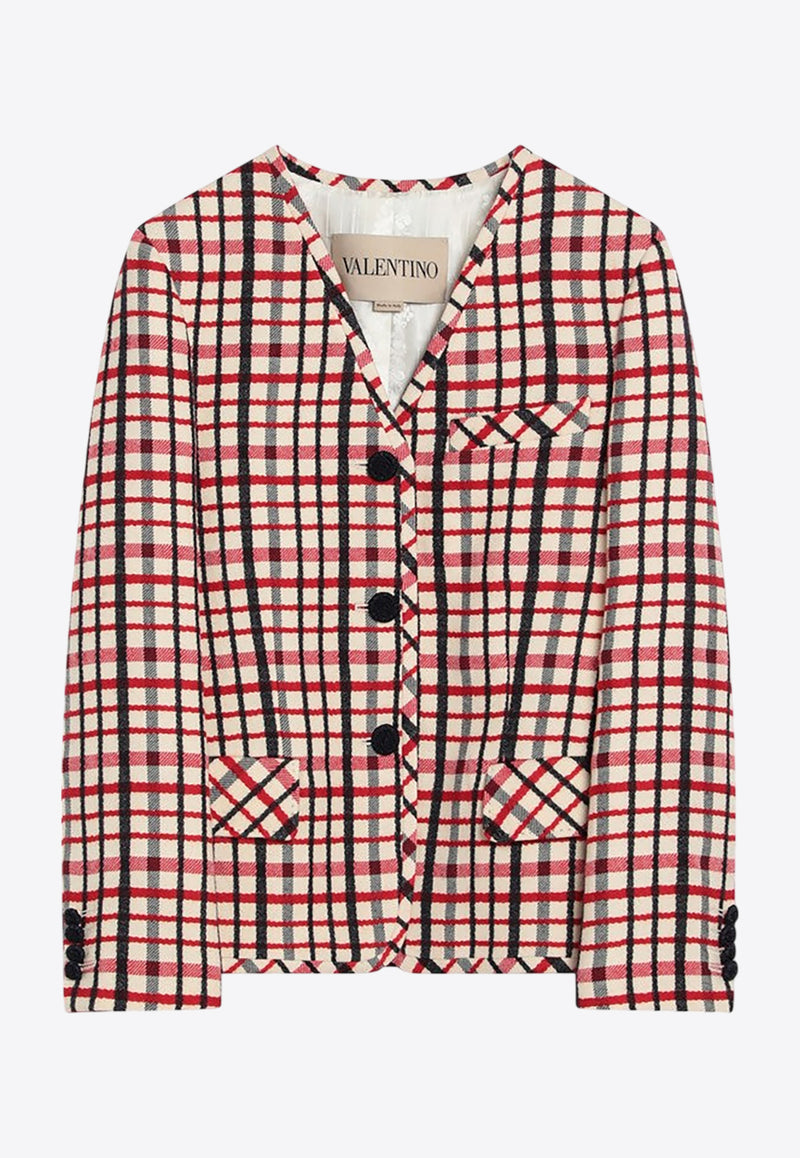 Valentino Check Pattern Jacket in Virgin Wool-Blend Multicolor 7B3CE4H39FT/R_VALE-AJU