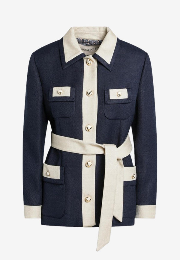 Valentino Caban Belted Short Coat Blue 7B3CJ7S098T/R_VALE-DSV