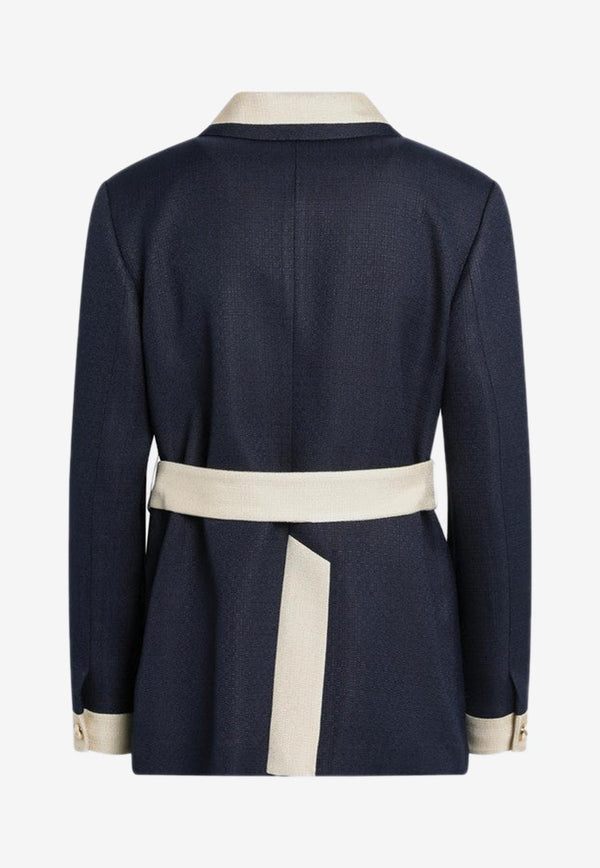 Valentino Caban Belted Short Coat Blue 7B3CJ7S098T/R_VALE-DSV