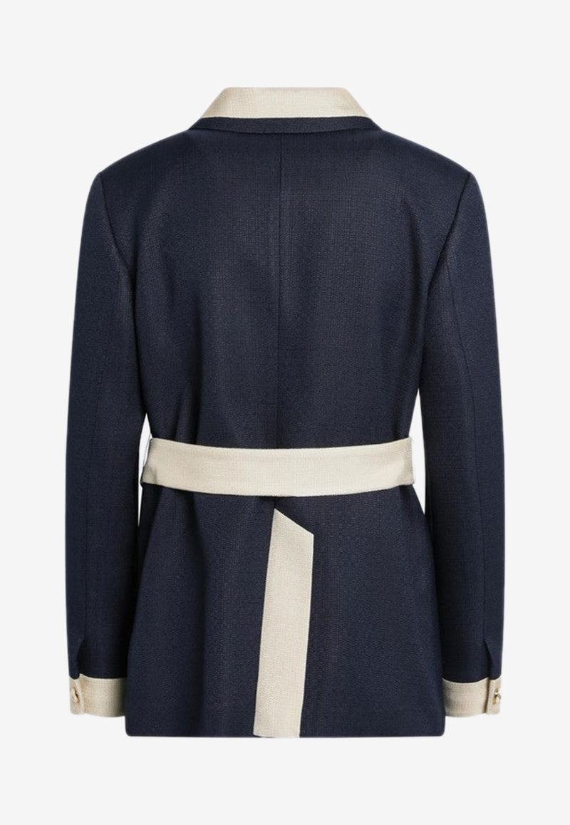 Valentino Caban Belted Short Coat Blue 7B3CJ7S098T/R_VALE-DSV