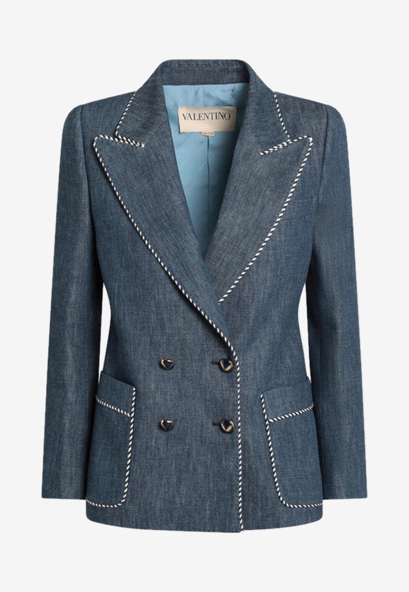 Valentino Double-Breasted Denim Jacket Blue 7B3DC4629AG/R_VALE-CK8