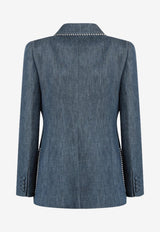 Valentino Double-Breasted Denim Jacket Blue 7B3DC4629AG/R_VALE-CK8