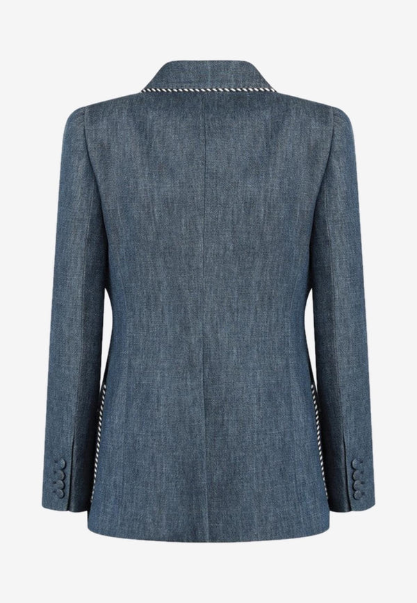 Valentino Double-Breasted Denim Jacket Blue 7B3DC4629AG/R_VALE-CK8