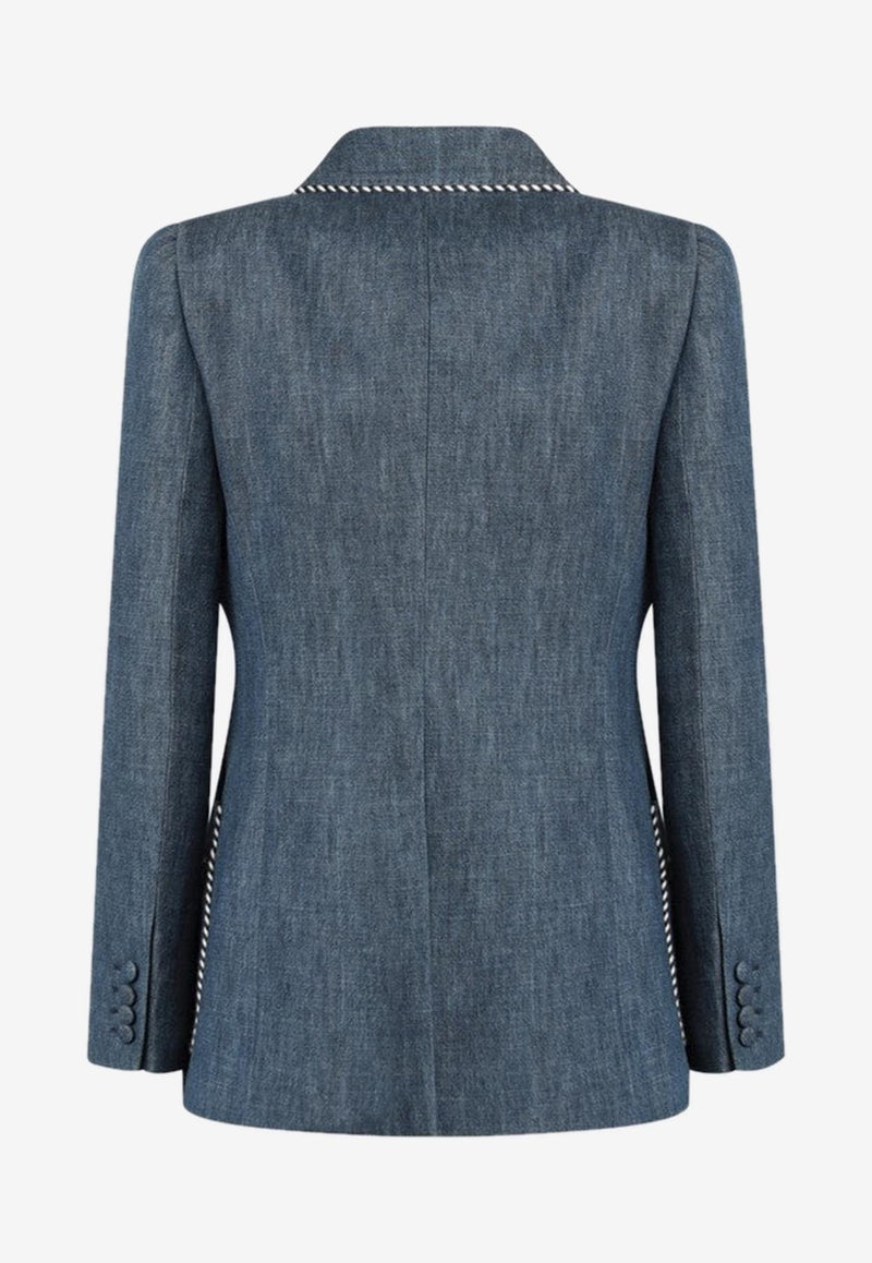 Valentino Double-Breasted Denim Jacket Blue 7B3DC4629AG/R_VALE-CK8