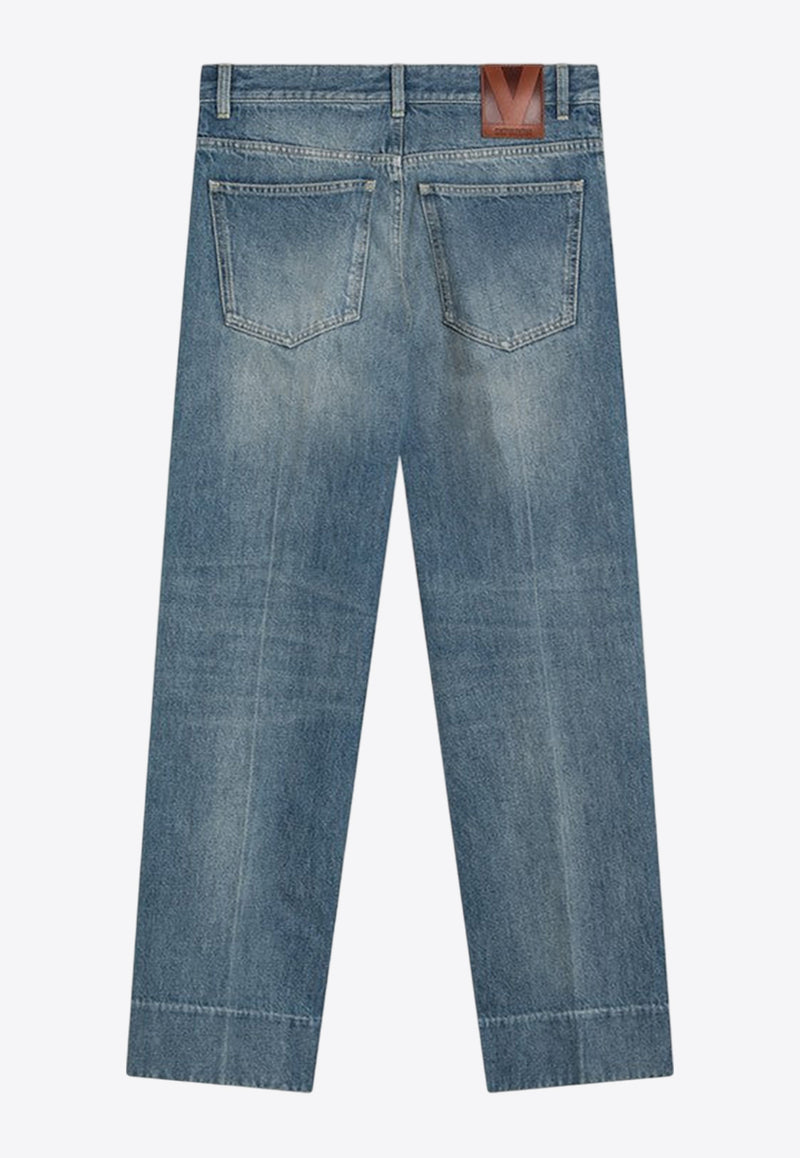 Valentino Logo Patch Faded Jeans Blue 7B3DD20G9HC/R_VALE-558