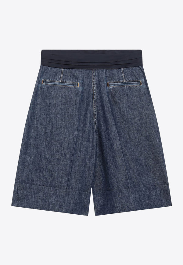 Valentino Denim Bermuda Shorts with Oversized-Bow Blue 7B3DD20P7MR/R_VALE-558