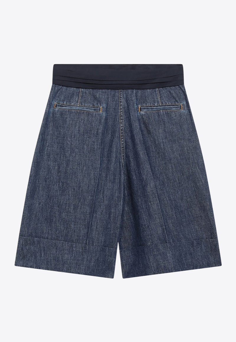 Valentino Denim Bermuda Shorts with Oversized-Bow Blue 7B3DD20P7MR/R_VALE-558
