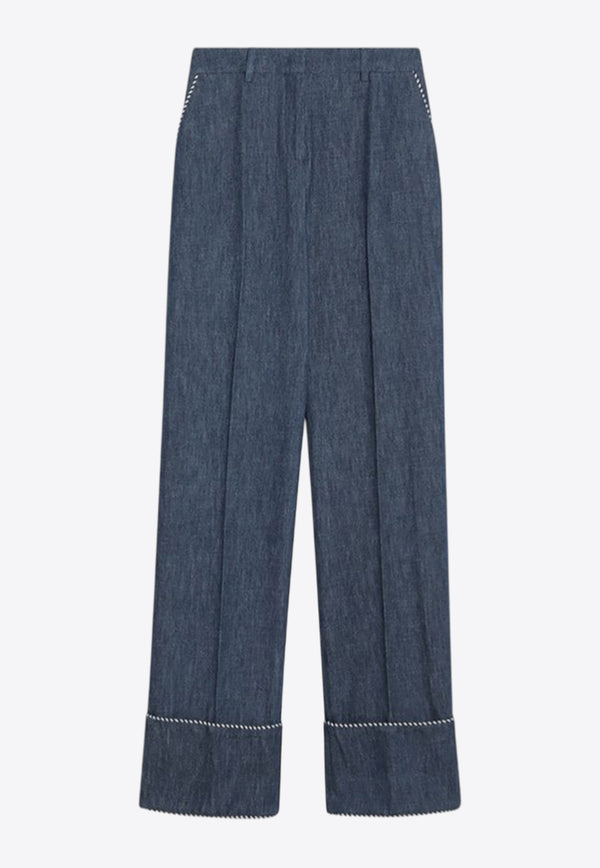 Valentino Denim Wide-Leg Pants Blue 7B3DD6F19AG/R_VALE-CK8