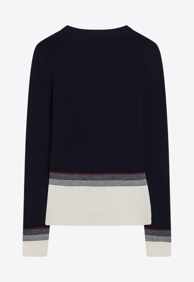 Valentino Chez Valentino Embroidered Wool Cardigan Blue 7B3KA12A9GQ/R_VALE-0W6