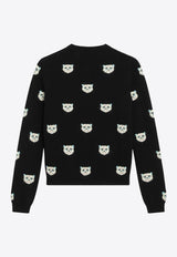 Valentino Le Chat De La Maison Intarsia Knit Cardigan Black 7B3KA12Y9NK/R_VALE-N78