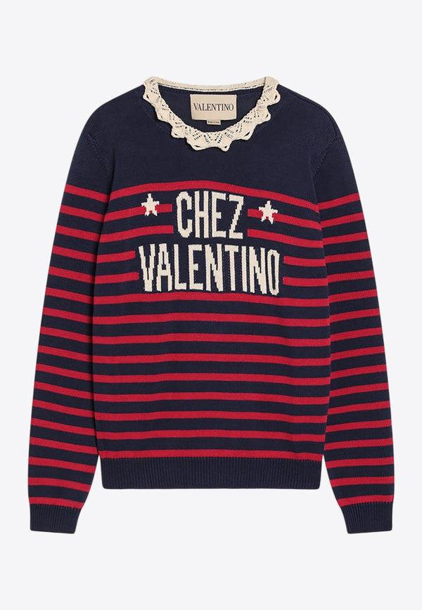 Valentino Striped Chez Logo Sweater Multicolor 7B3KC67D9KE/R_VALE-BP3