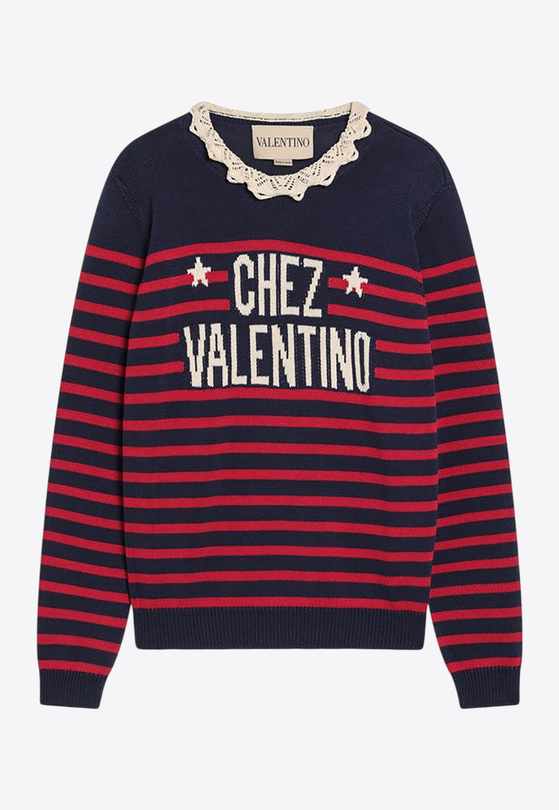 Valentino Striped Chez Logo Sweater Multicolor 7B3KC67D9KE/R_VALE-BP3