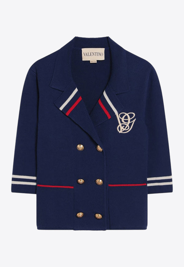 Valentino Wool Buttoned Cardigan Blue 7B3KE03X9FE/R_VALE-BYS