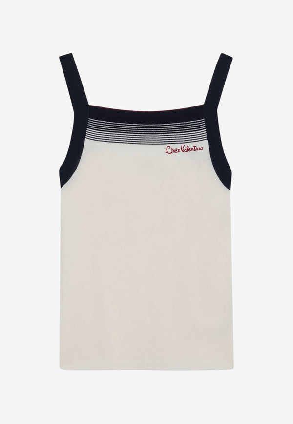 Valentino Chez Logo Wool Tank Top Ivory 7B3KM06A9GQ/R_VALE-DWL