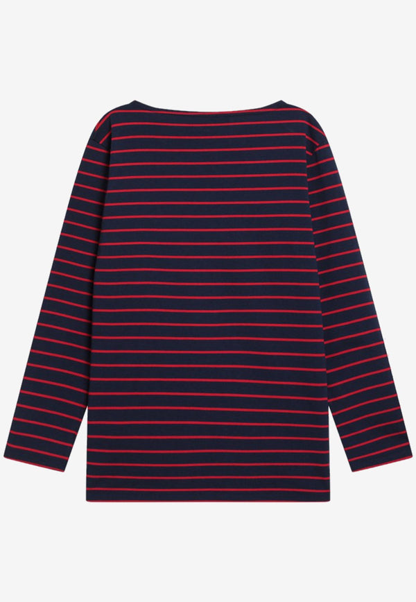Valentino Chez Logo Long-Sleeved Stripe T-shirt Red 7B3MG24W9GH/R_VALE-BMZ