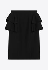Valentino Pencil Skirt with Ruffles Black 7B3RADJ51CF/R_VALE-0NO