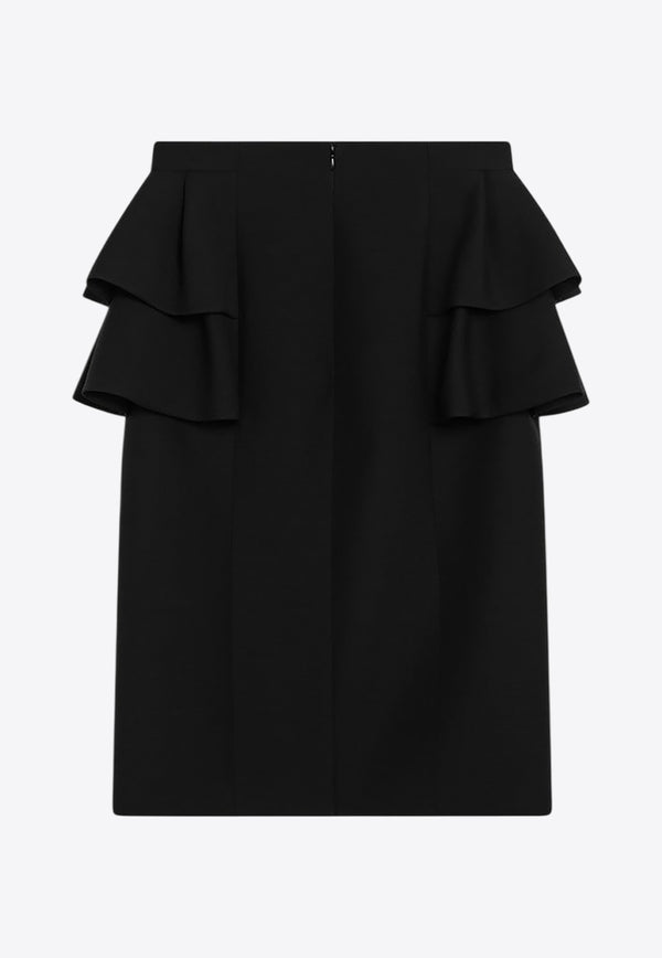 Valentino Pencil Skirt with Ruffles Black 7B3RADJ51CF/R_VALE-0NO