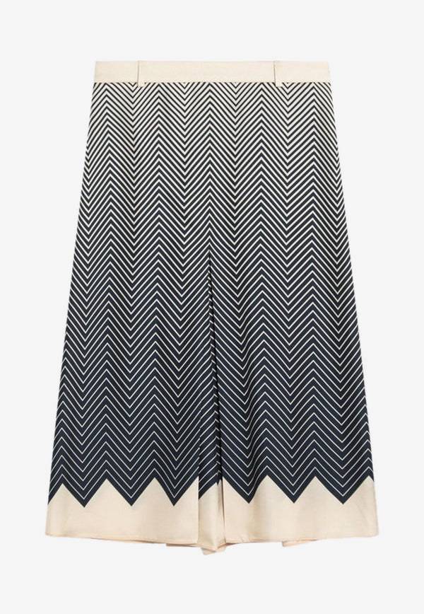 Valentino Patterned Silk Midi Skirt Blue 7B3RADQ69KJ/R_VALE-BLF