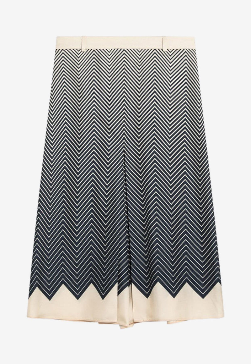 Valentino Patterned Silk Midi Skirt Blue 7B3RADQ69KJ/R_VALE-BLF