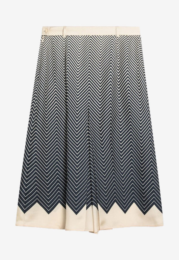 Valentino Patterned Silk Midi Skirt Blue 7B3RADQ69KJ/R_VALE-BLF