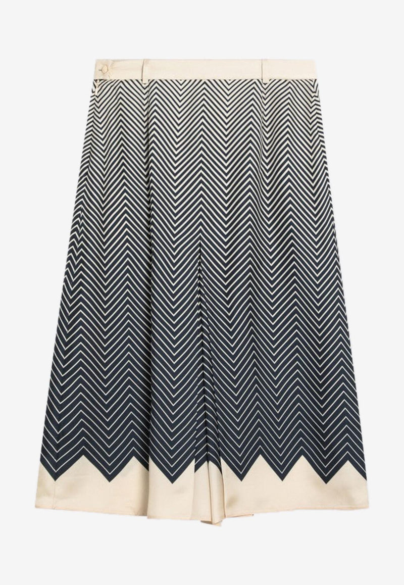 Valentino Patterned Silk Midi Skirt Blue 7B3RADQ69KJ/R_VALE-BLF