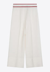 Valentino Tailored Pants with Metal V Logo White 7B3RB6541CF/R_VALE-AS0
