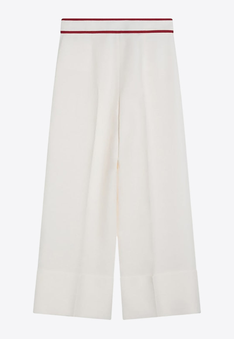 Valentino Tailored Pants with Metal V Logo White 7B3RB6541CF/R_VALE-AS0