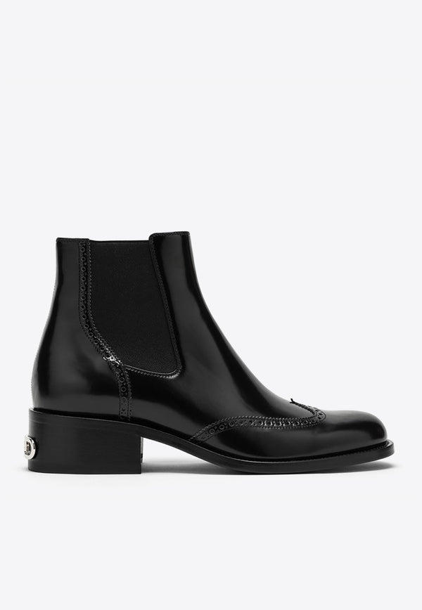 Fendi Calf Leather Chelsea Boots with Brogue Stitching Black 7U1558AD7Q/L_FENDI-F08M4