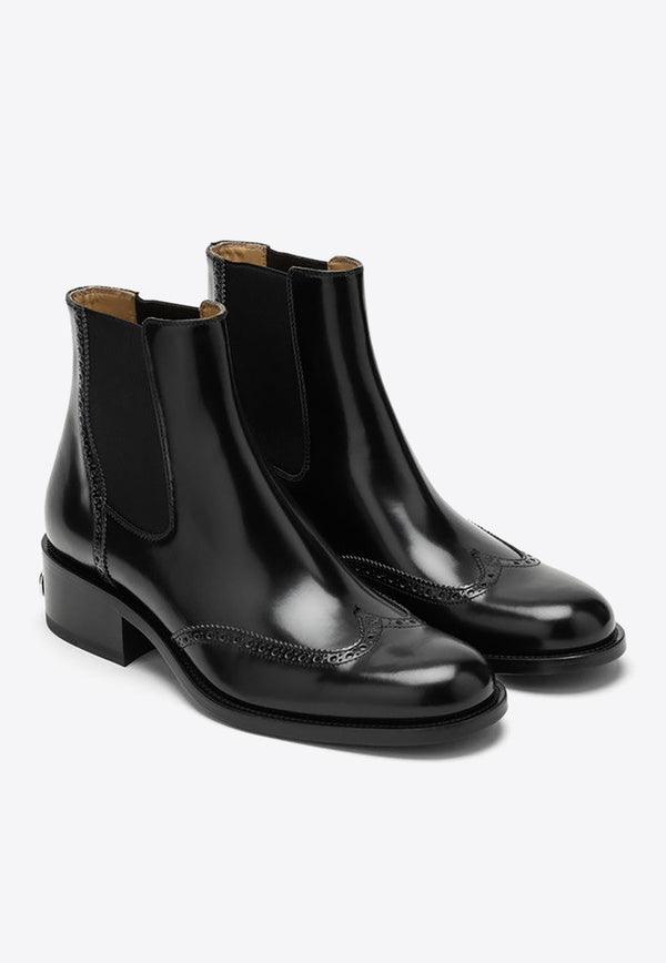 Fendi Calf Leather Chelsea Boots with Brogue Stitching Black 7U1558AD7Q/L_FENDI-F08M4