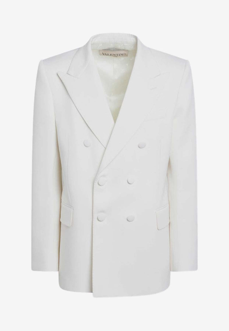 Valentino Double-Breasted Blazer in Wool 7V0CEI118JM/R_VALE-CBG