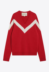 Valentino VLogo Bow V-neck Sweater Red 7V0KC35QB5G/R_VALE-BRT