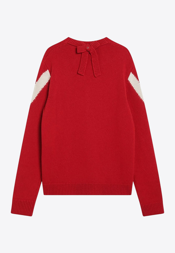 Valentino VLogo Bow V-neck Sweater Red 7V0KC35QB5G/R_VALE-BRT