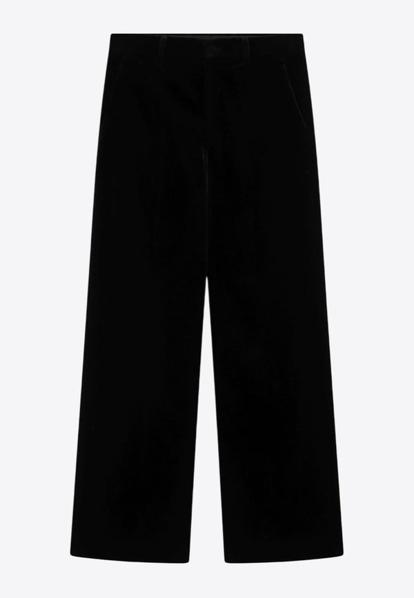 Valentino Straight-Leg Velvet Pants Black 7V0RBO00B48/R_VALE-0NO