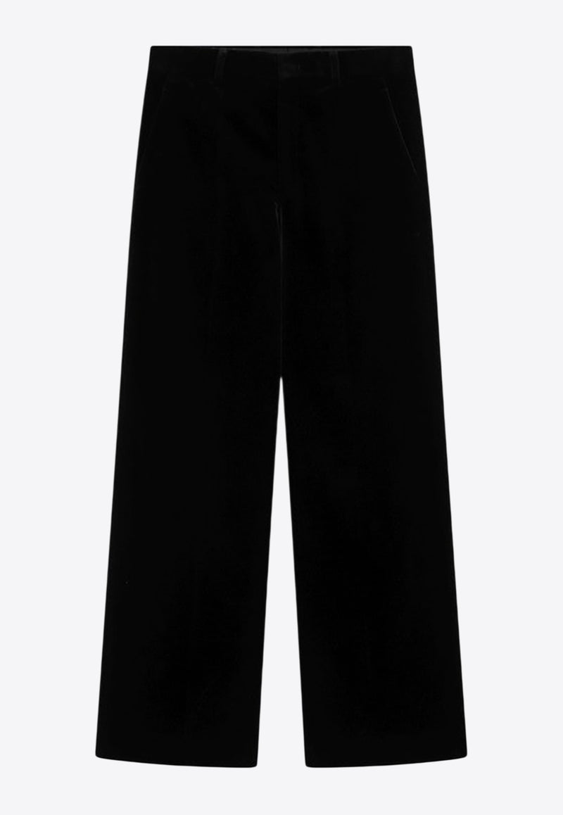Valentino Straight-Leg Velvet Pants Black 7V0RBO00B48/R_VALE-0NO