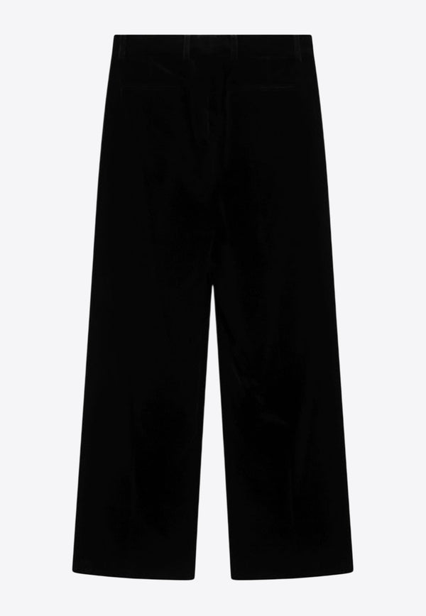 Valentino Straight-Leg Velvet Pants Black 7V0RBO00B48/R_VALE-0NO