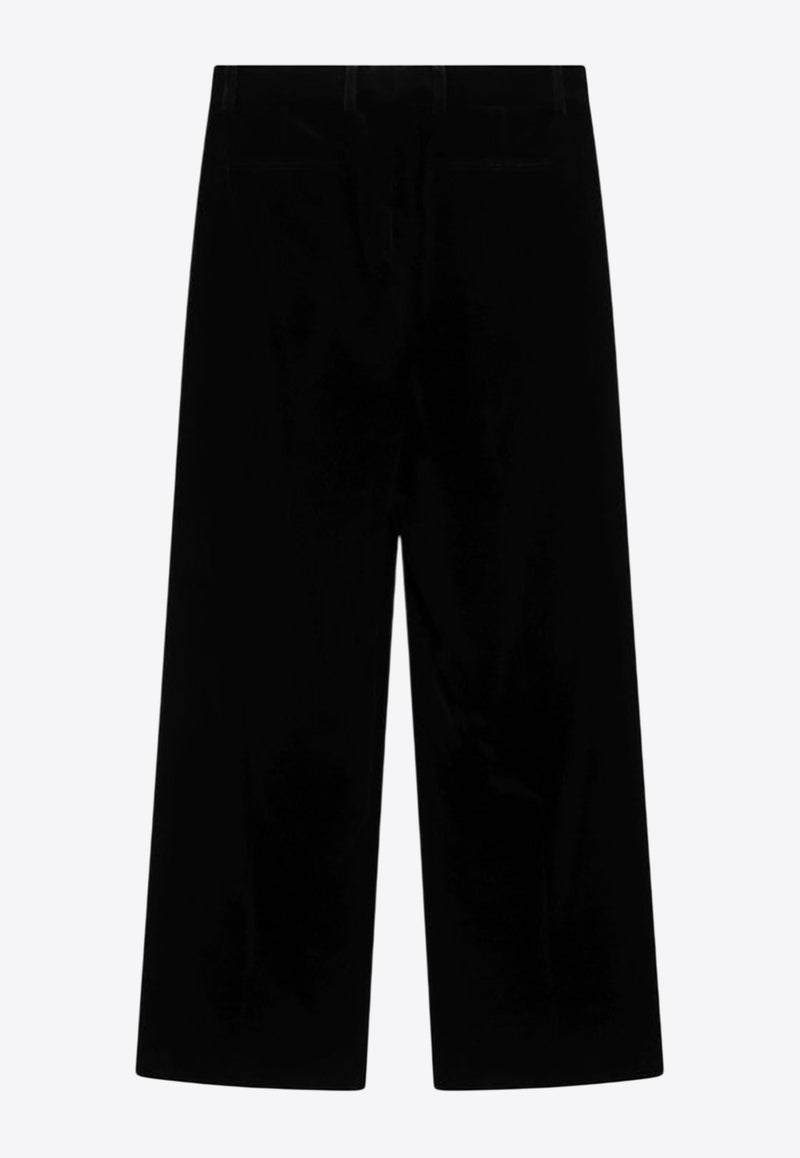 Valentino Straight-Leg Velvet Pants Black 7V0RBO00B48/R_VALE-0NO