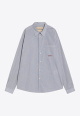 Valentino Logo Embroidered Stripe Poplin Shirt Light Blue 7V3ABS77B2Q/R_VALE-129