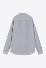 Valentino Logo Embroidered Stripe Poplin Shirt Light Blue 7V3ABS77B2Q/R_VALE-129